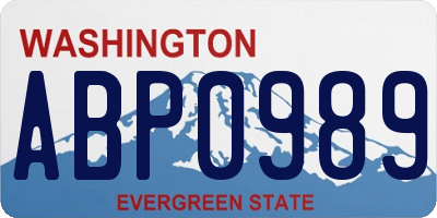 WA license plate ABP0989