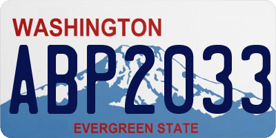 WA license plate ABP2033