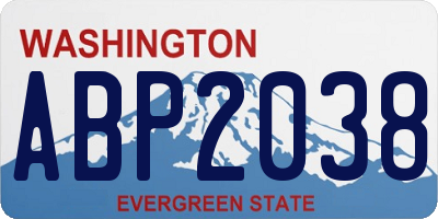 WA license plate ABP2038