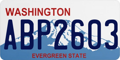 WA license plate ABP2603