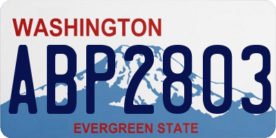 WA license plate ABP2803