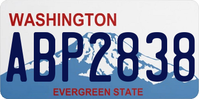 WA license plate ABP2838