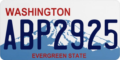 WA license plate ABP2925