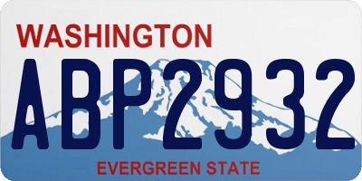 WA license plate ABP2932