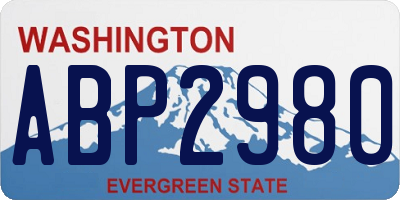 WA license plate ABP2980