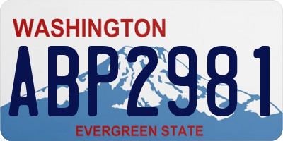 WA license plate ABP2981
