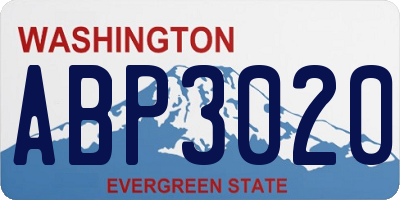 WA license plate ABP3020