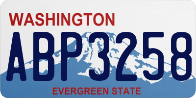 WA license plate ABP3258