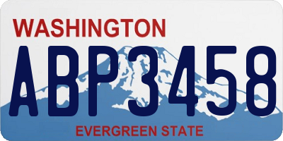 WA license plate ABP3458