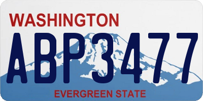 WA license plate ABP3477