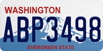 WA license plate ABP3498