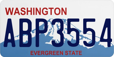 WA license plate ABP3554