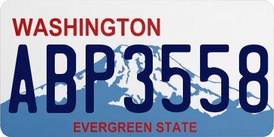 WA license plate ABP3558