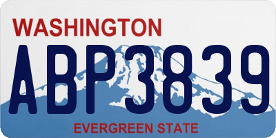 WA license plate ABP3839