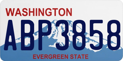 WA license plate ABP3858