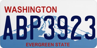 WA license plate ABP3923