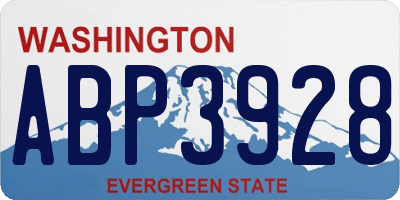 WA license plate ABP3928