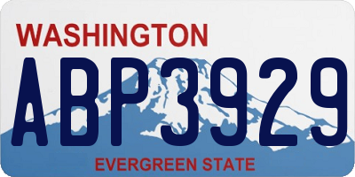 WA license plate ABP3929