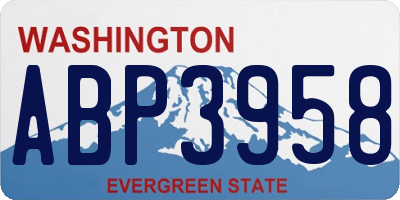 WA license plate ABP3958