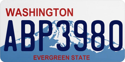 WA license plate ABP3980