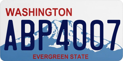 WA license plate ABP4007