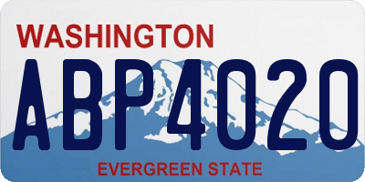 WA license plate ABP4020