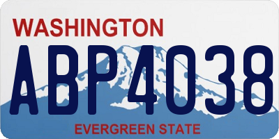WA license plate ABP4038