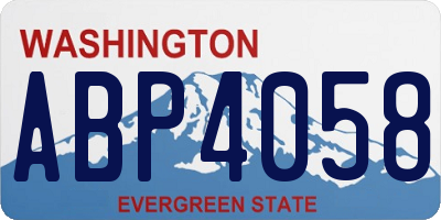 WA license plate ABP4058