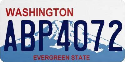 WA license plate ABP4072