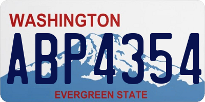 WA license plate ABP4354