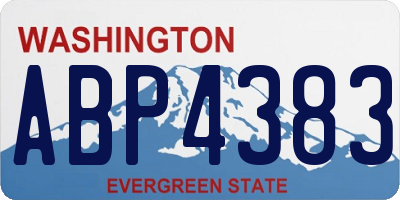WA license plate ABP4383