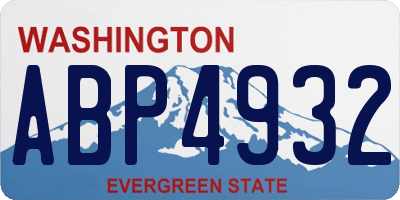 WA license plate ABP4932