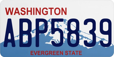 WA license plate ABP5839