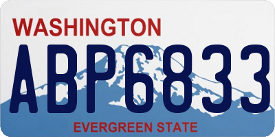 WA license plate ABP6833