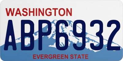 WA license plate ABP6932