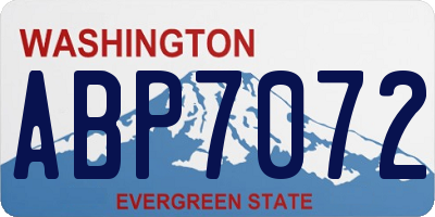 WA license plate ABP7072