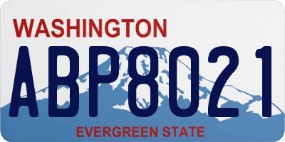 WA license plate ABP8021