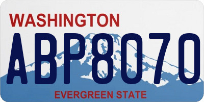 WA license plate ABP8070