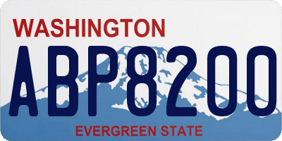 WA license plate ABP8200
