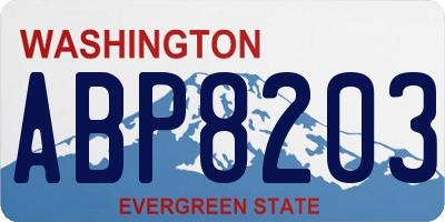 WA license plate ABP8203