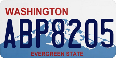 WA license plate ABP8205