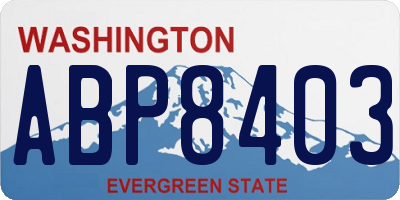 WA license plate ABP8403