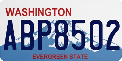 WA license plate ABP8502