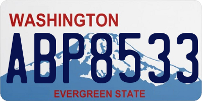 WA license plate ABP8533