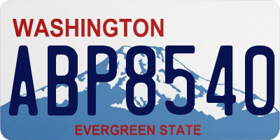 WA license plate ABP8540