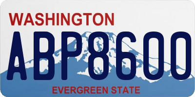 WA license plate ABP8600