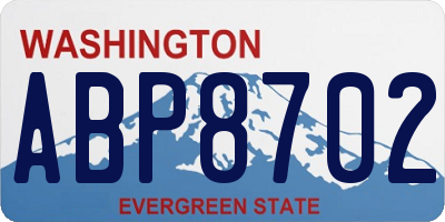 WA license plate ABP8702