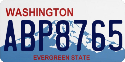 WA license plate ABP8765