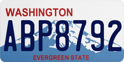 WA license plate ABP8792