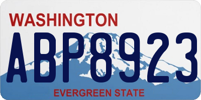 WA license plate ABP8923